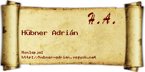 Hübner Adrián névjegykártya